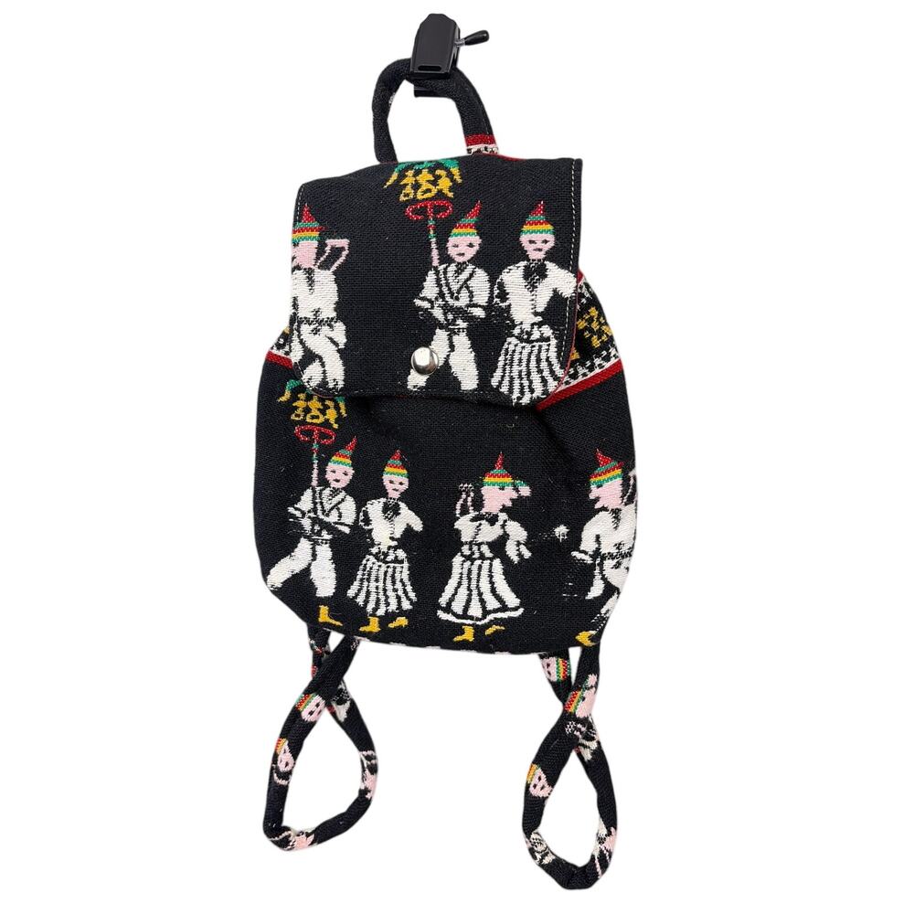 Madeira Bailinho Embroidered Folk Art Dancers Tapestry Mini Backpack